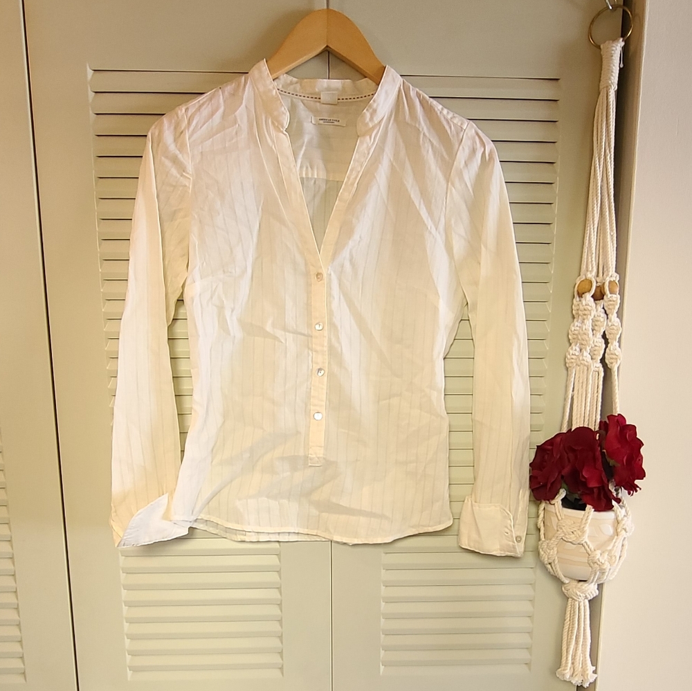 American Eagle Outfitters Cream Button Long sleeve Tunic Size 0